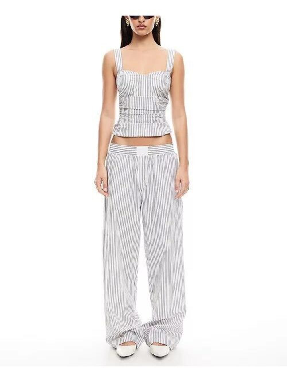 NWT Lioness Cobain Corset Top M and Cobain Pant S Set in Ivory Multi Stripe